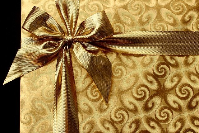 gold-wrapped parcel