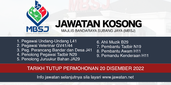 Jawatan Kosong MBSJ Disember 2022