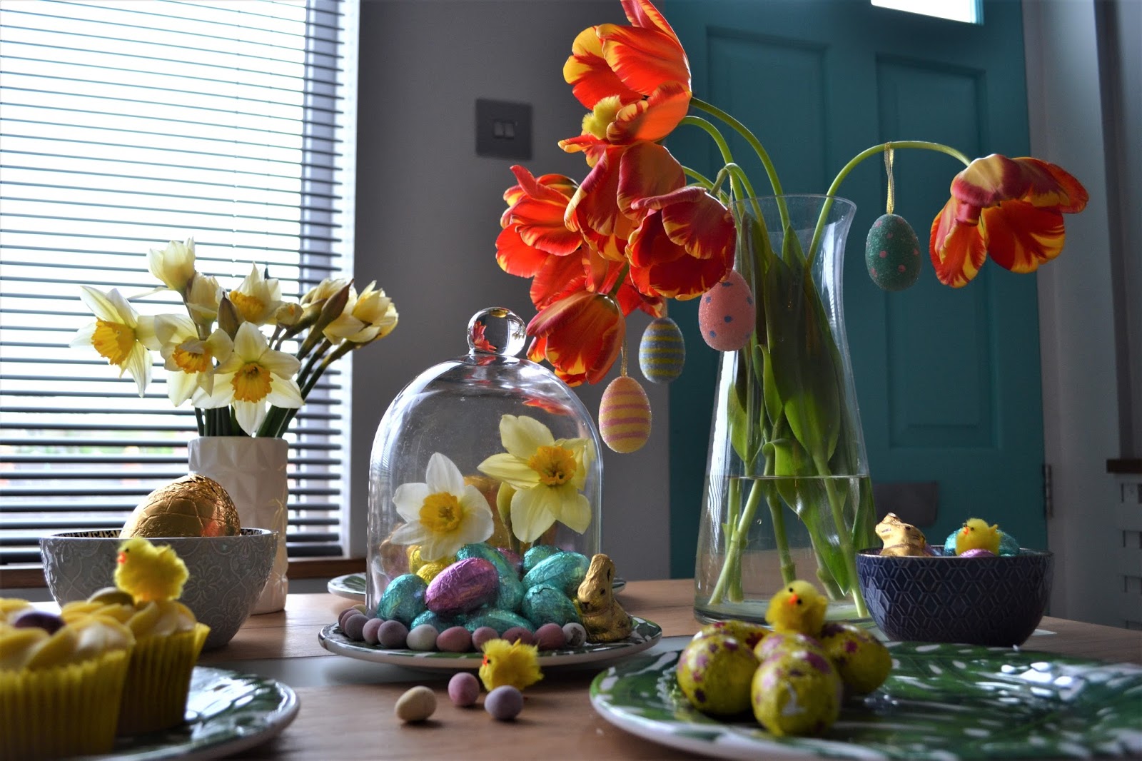 the turquoise door Easter  table decorating  with 