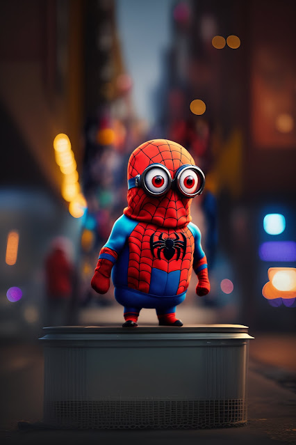 cute minion as spider man 3d iphone wallpaper