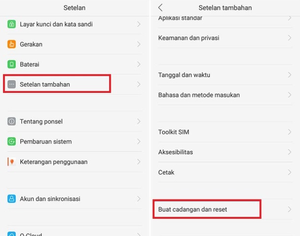 Cara Reset HP OPPO A37 ke Pengaturan Pabrik