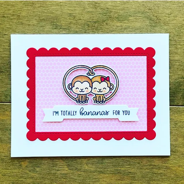 Sunny Studio Stamps: Love Monkey Customer Card by GJ