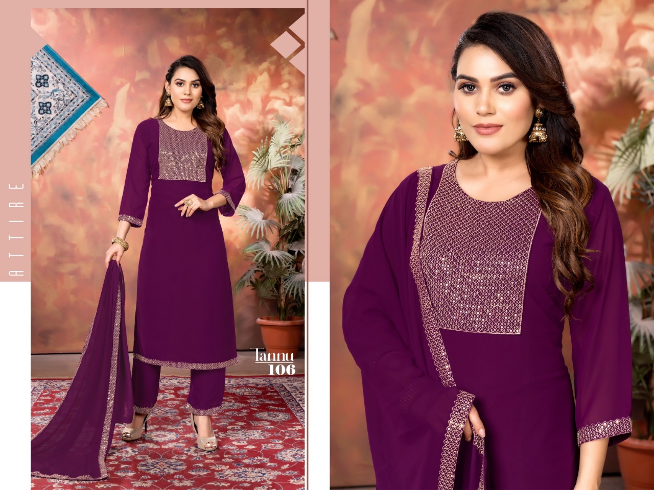 Buy Georgette Embroidery Tannu With Inner Ss Readymade Pant 