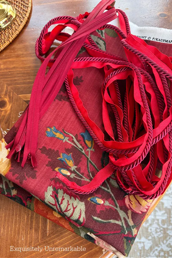 Red Floral Fabric and Trim