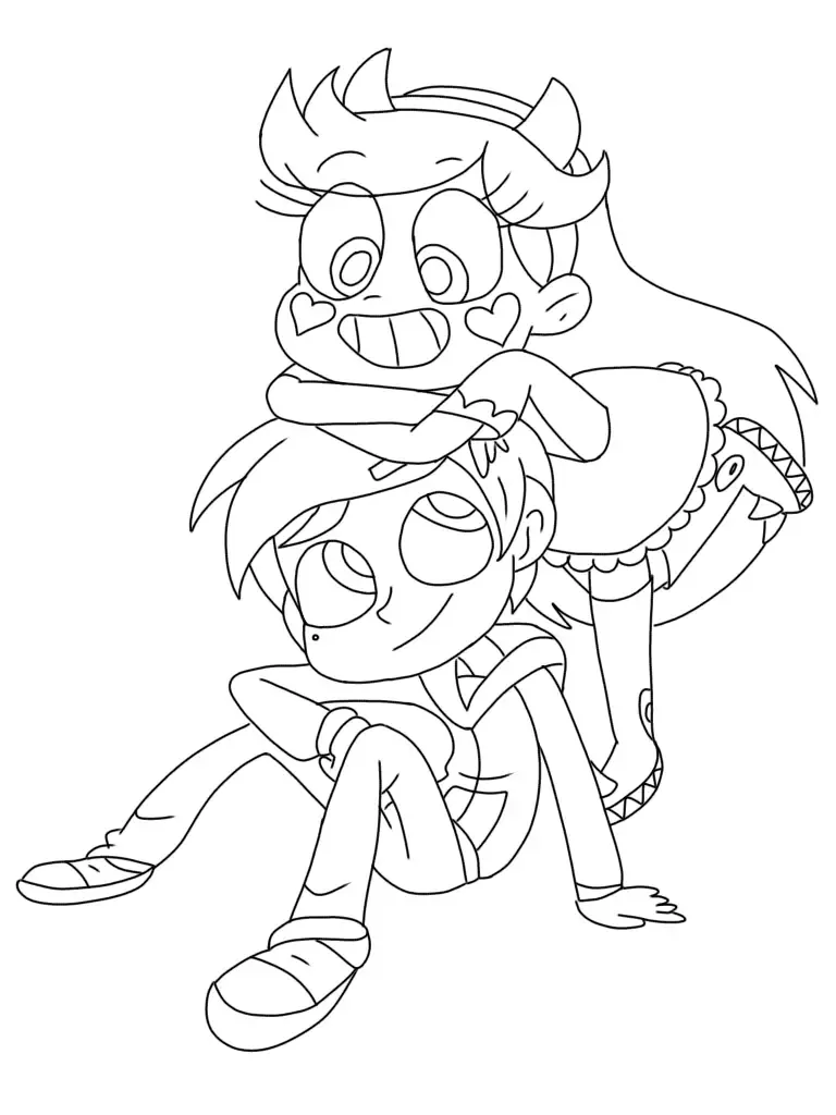 Star Butterfly and Marco coloring pages