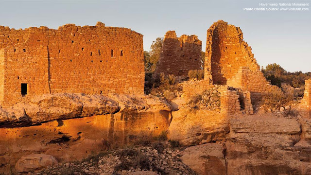 crumbling brick structures in the sunset