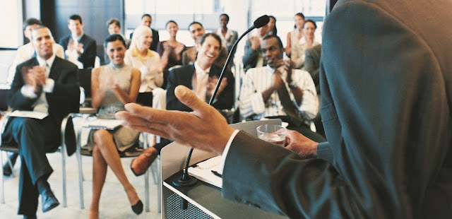 Black man giving a presentation