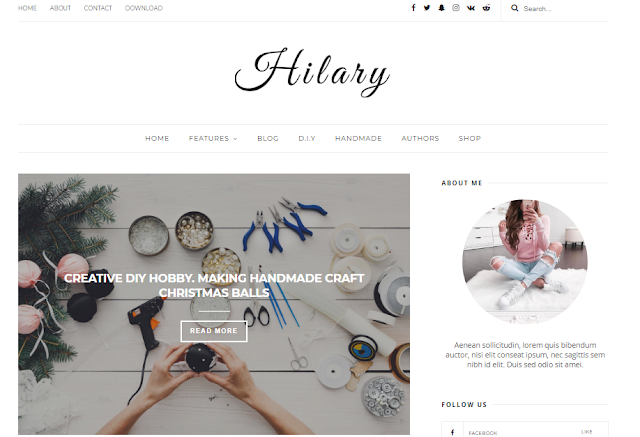 mẫu template blogspot cá nhân Hilary