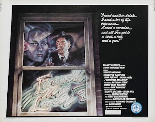 FAREWELL MY LOVELY. Cartelera Half Sheet: 71 x 56 cms. Estados Unidos. Diseño: David McMacken. ADIÓS MUÑECA. Farewell, My Lovely. 1975. Estados Unidos. Dirección: Dick Richards. Reparto: Robert Mitchum, Charlotte Rampling, Sylvia Miles, John Ireland, Harry Dean Stanton, Jack O'Halloran, Anthony Zerbe, Sylvester Stallone, Joe Spinell, Kate Murtagh, John O'Leary, Walter McGinn.