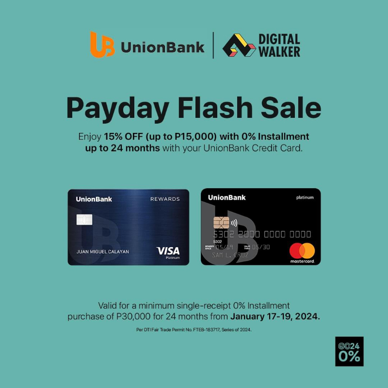 DRAFT: Enjoy up to 15 percent off during Digital Walker Flash Sale using UnionBank credit card