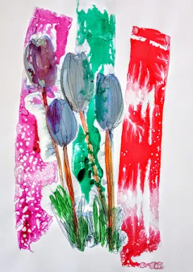 PAINT COLORFUL FLOWERS IN ABSTRACT AND INK, BY MIABO ENYADIKE