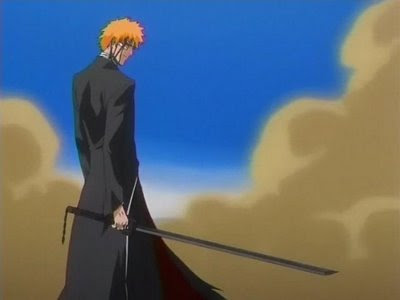 His hard-on form(bankai) made him look like an emo with a suit and a gay 