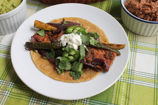 Food Lust People Love: These marinated tofu zucchini soft tacos are a tasty, easy meal the whole family will enjoy with just the right hint of smokiness and spice.