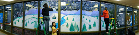 winter window painting with kids