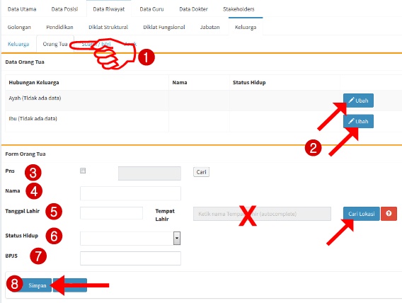 Cara Mengisi Data Riwayat Keluarga PNS di PUPNS BKN/ePUPNS go id