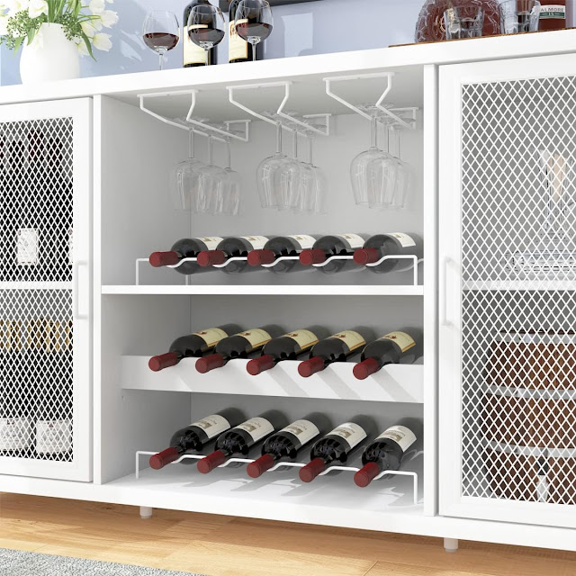 IBF White Coffee Bar Cabinet - Modern Wine Cabinet