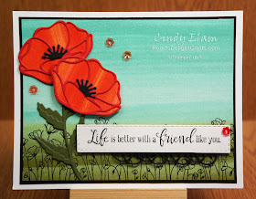 Painted Poppies, Baby-wipe technique, Stampin' Up!, Heart's Delight Cards