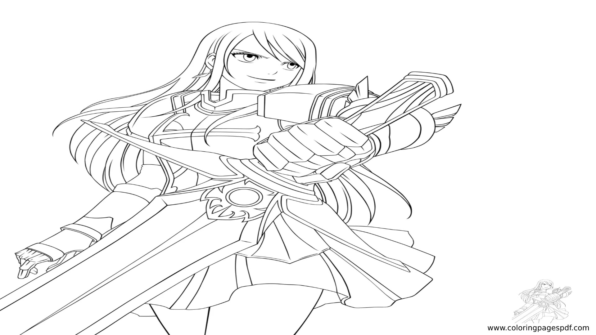 Coloring Page Of Erza Scarlet Fairy Tail