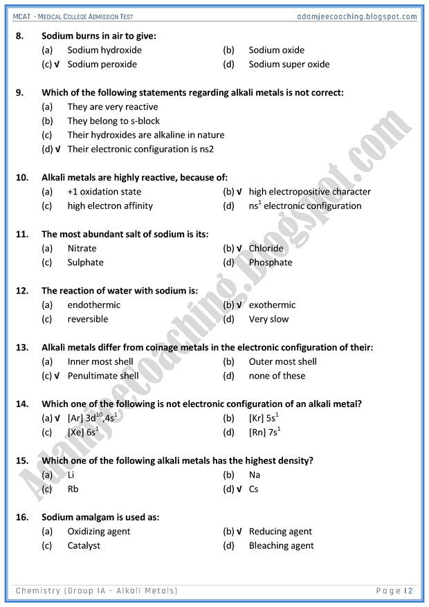 mcat-chemistry-group-ia-(alkali-metals)-mcqs-for-medical-entry-test