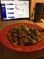 Lunch in front of a laptop computer