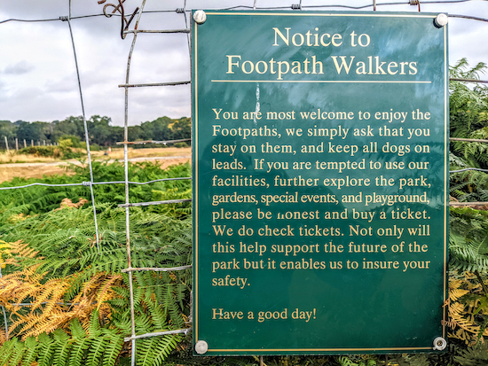 Notice to footpath walkers