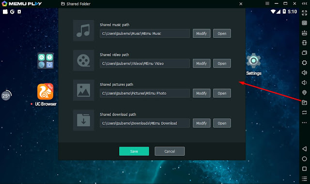 memu-emulator-android-shared-folder-settings