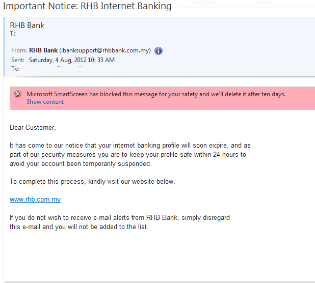 Scam Letters Hong Leong Bank & RHB Bank Phishing Email