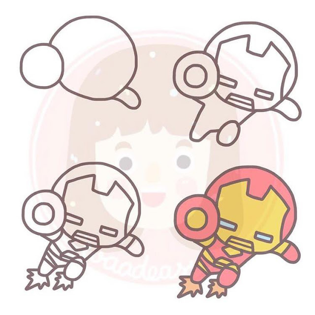 Cara menggambar kartun ironman untuk anak-anak 