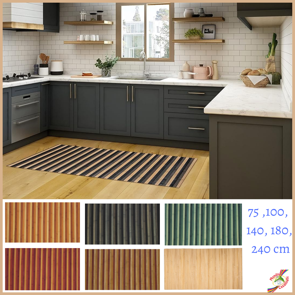 Tappeto Passatoia da Cucina Bamboo Ricamato in 100% Bamboo 7 misure 5 colori