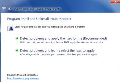 Program Install and Uninstall Troubleshooter