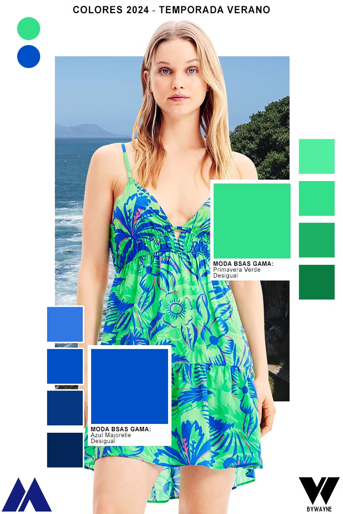 colores de moda verde y azul verano 2024