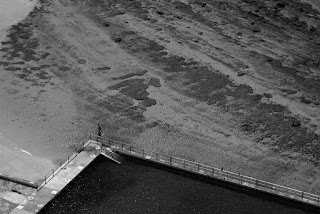 Swimming pool in Woonona seen from the paramotor wasp and dudek synthesis wing piloted by Lukasz Studniarz in NSW Australia