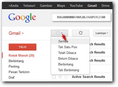 Memilih email masuk