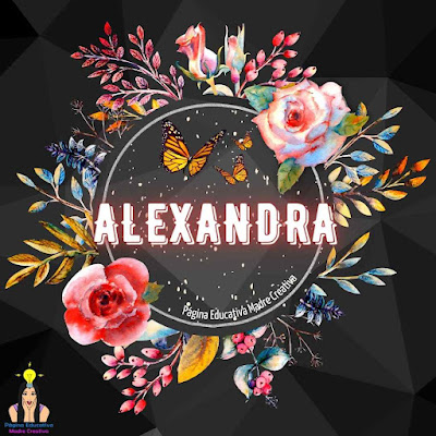 Solapín Nombre Alexandra en círculo de rosas gratis