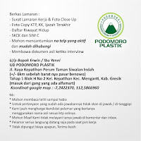 Lowongan Kerja Gresik di UD. Podomoro Plastik November 2020