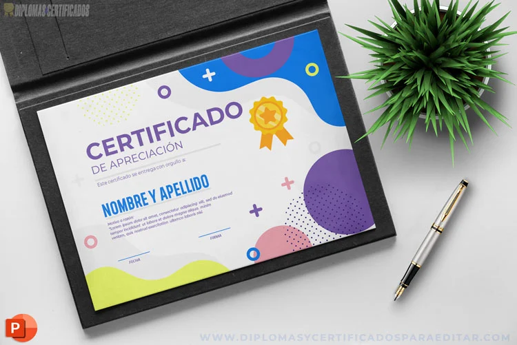 Plantilla Certificado de apreciación con diseño colorido