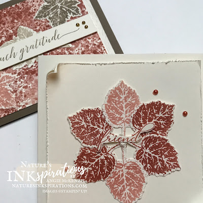 By Angie McKenzie for Crafty Collaborations Share it Sunday Blog Hop; Click READ or VISIT to go to my blog for details! Featuring the Gorgeous Leaves Bundle, Pretty Pumpkins Stamp Set and Greenery Embossing Folders by Stampin' Up!; #fallcards #lotsofleaves #leaves #stampinupcolorcoordination #stamping #shareitsunday #shareitsundaybloghop #intricatedleaves #prettypumpkins #gorgeousleaves  #splatters #julydecember2021minicatalog #20212022annualcatalog #naturesinkspirations #makingotherssmileonecreationatatime #cardtechniques #stampinup #stampinupink #handmadecards #papercrafts