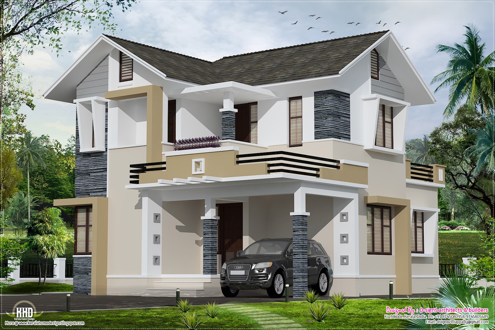 Stylish small home design - Kerala home design and floor plans