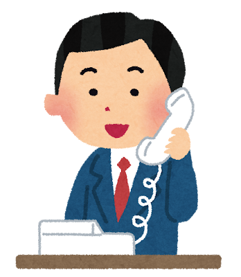 電話を受けている男性会社員のイラスト