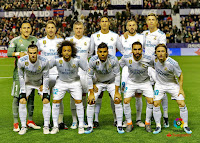 REAL MADRID C. F. - Temporada 2017-18 - Keylor Navas, Sergio Ramos, Toni Kroos, Varane, Benzema y Cristiano Ronaldo; Bale, Marcelo, Casemiro, Carvajal y Modric. LEVANTE U. D. 2 (Boateng, Pazzini) REAL MADRID C. F. 2 (Sergio Ramos, Isco). 03/02/2018. Campeonato de Liga de 1ª División, jornada 22. Valencia, estadio Ciutat de Valencia