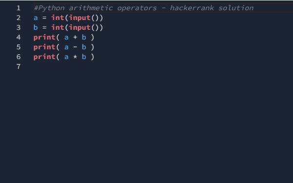 Arithmetic operators hackerrank solution