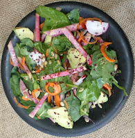 Spinach salad with Thai inspired dressing
