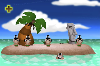 cartoon island with natives