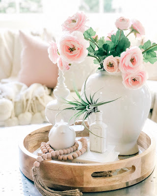 Coffee table floral with tray 