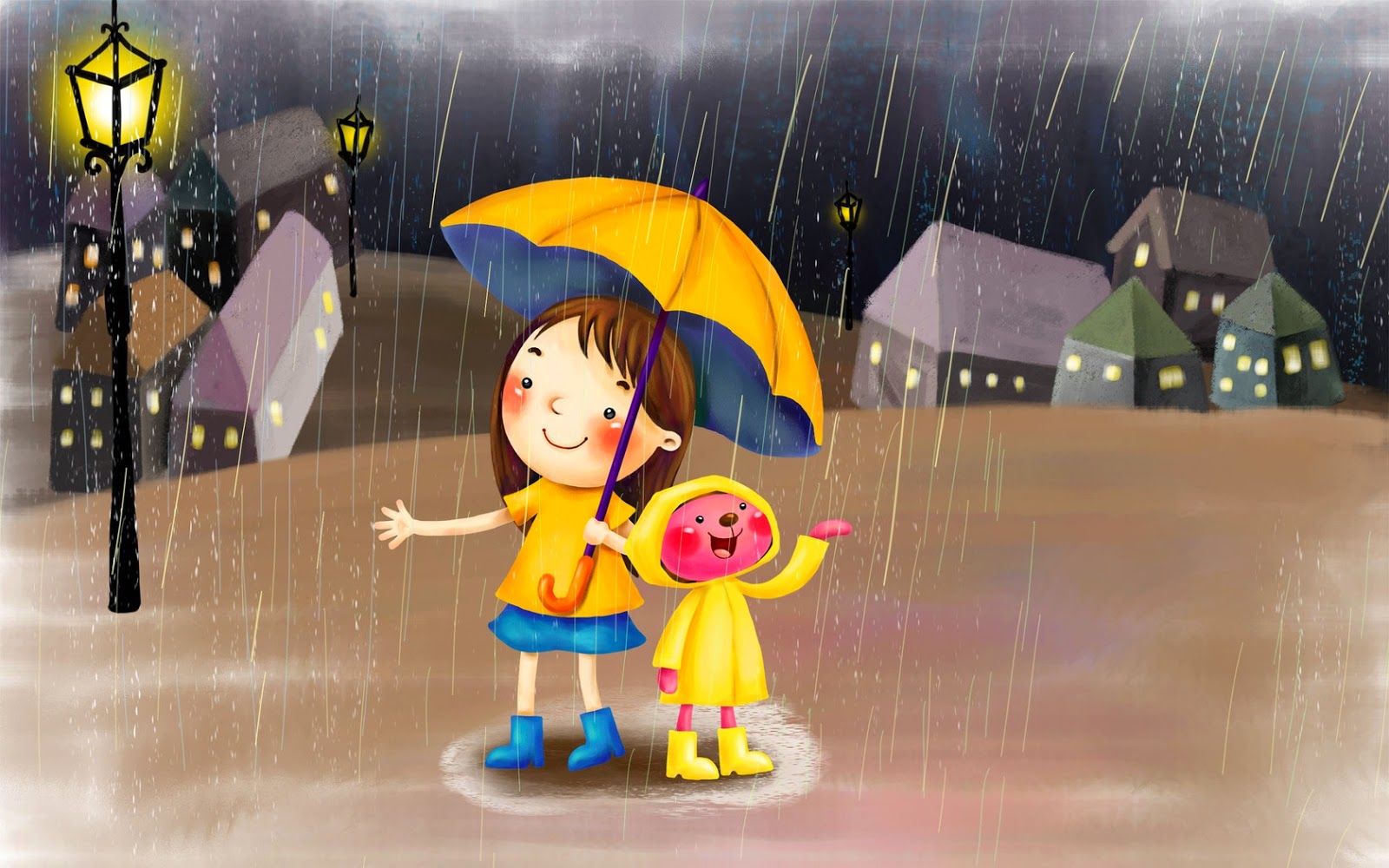 GAMBAR HUJAN KARTUN LUCU | Gambar Animasi Hujan Lebat Bergerak