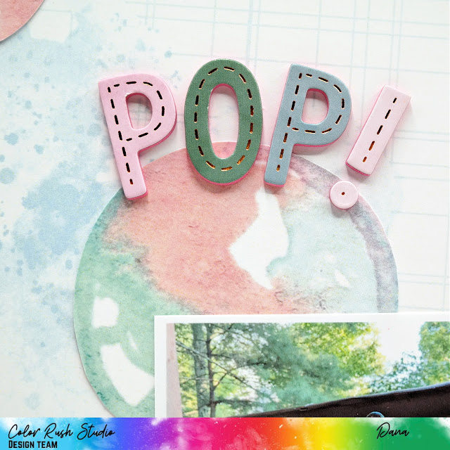 Pastel Gold Foil Stitched Foam Letter Stickers on a Bubble Popping Scrapbook Layout