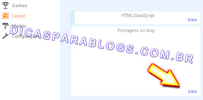 editar layout das postagens do blogger