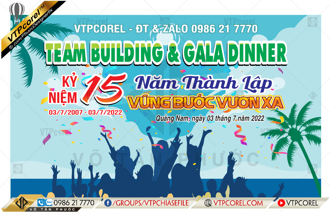 Phông nền Team Building & Gala Dinner kỷ niệm 15 năm thành lập CDR12