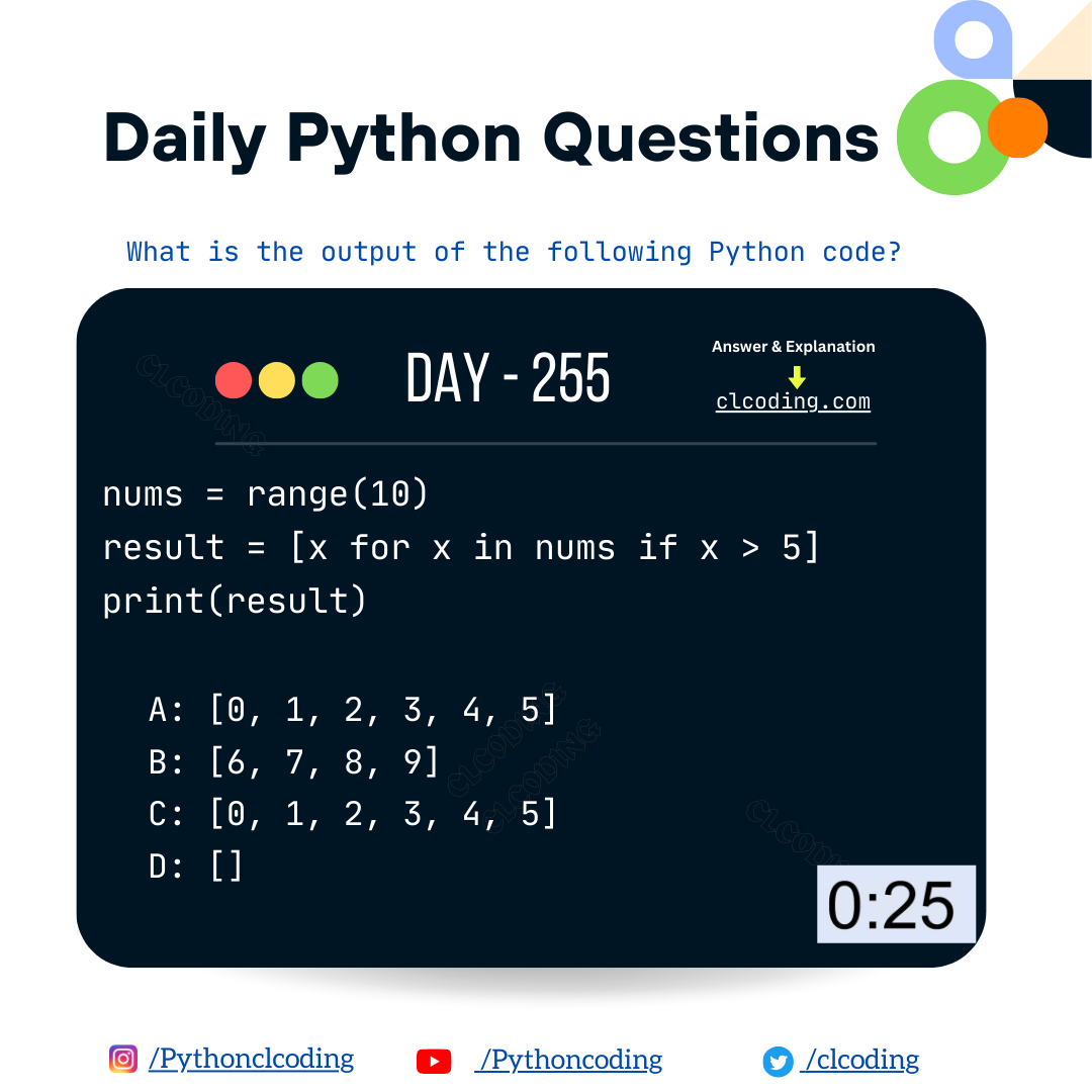 Python Coding challenge - Day 255 | What is the output of the following ...