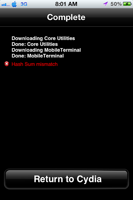 حل المشكله الشائعه “Hash Sum Mismatch” في الـCydia